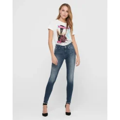 Jean skinny bleu en coton Rose