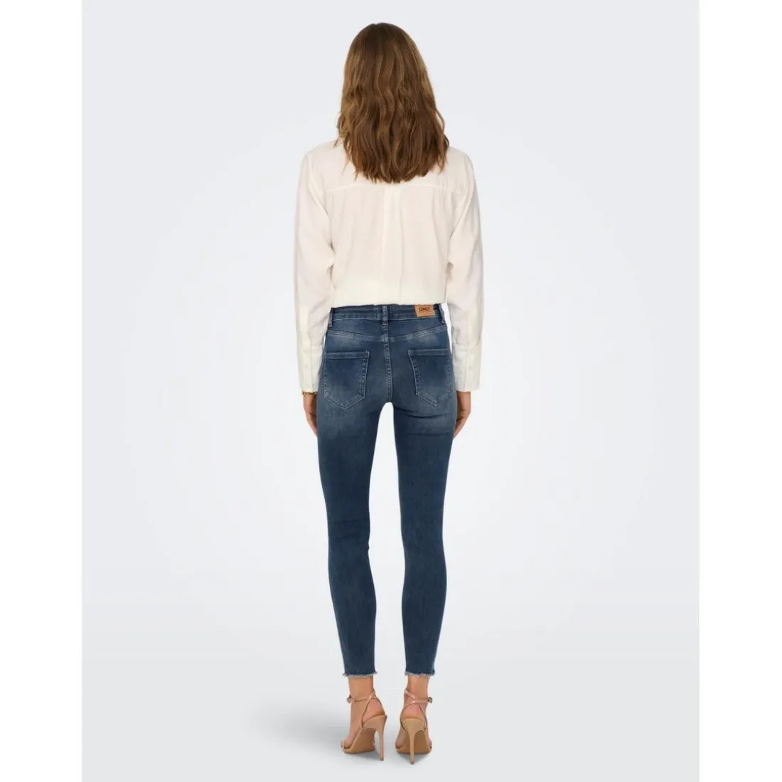 Jean skinny bleu en coton Rose