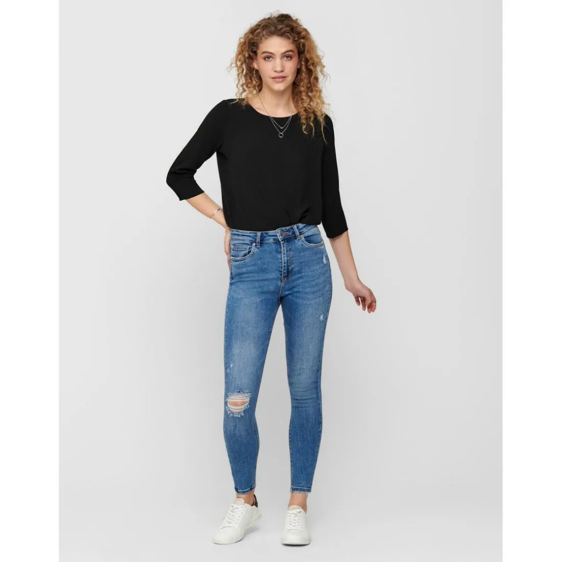 Jean skinny bleu en coton Lara