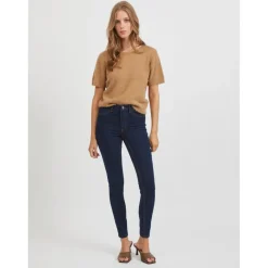 Jean skinny bleu foncé en coton