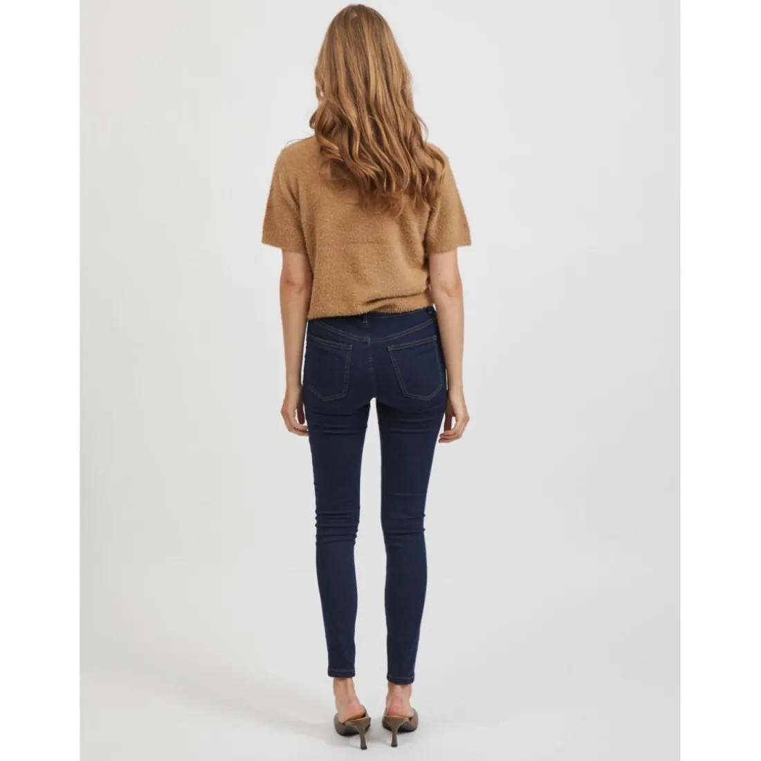 Jean skinny bleu foncé en coton
