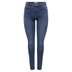 Jean skinny braguette à boutons taille haute bleu en coton Kaye