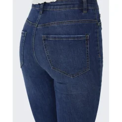 Jean skinny braguette à boutons taille haute bleu en coton Kaye