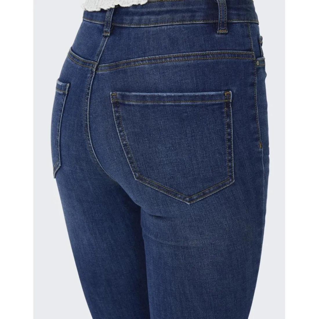 Jean skinny braguette à boutons taille haute bleu en coton Kaye