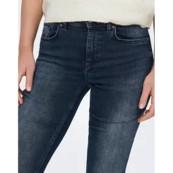 Jean skinny braguette à boutons taille moyenne noir en coton Ivy