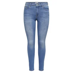 Jean skinny braguette à boutons taille moyenne bleu en coton Vale