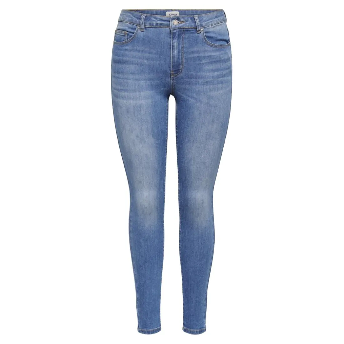 Jean skinny braguette à boutons taille moyenne bleu en coton Vale