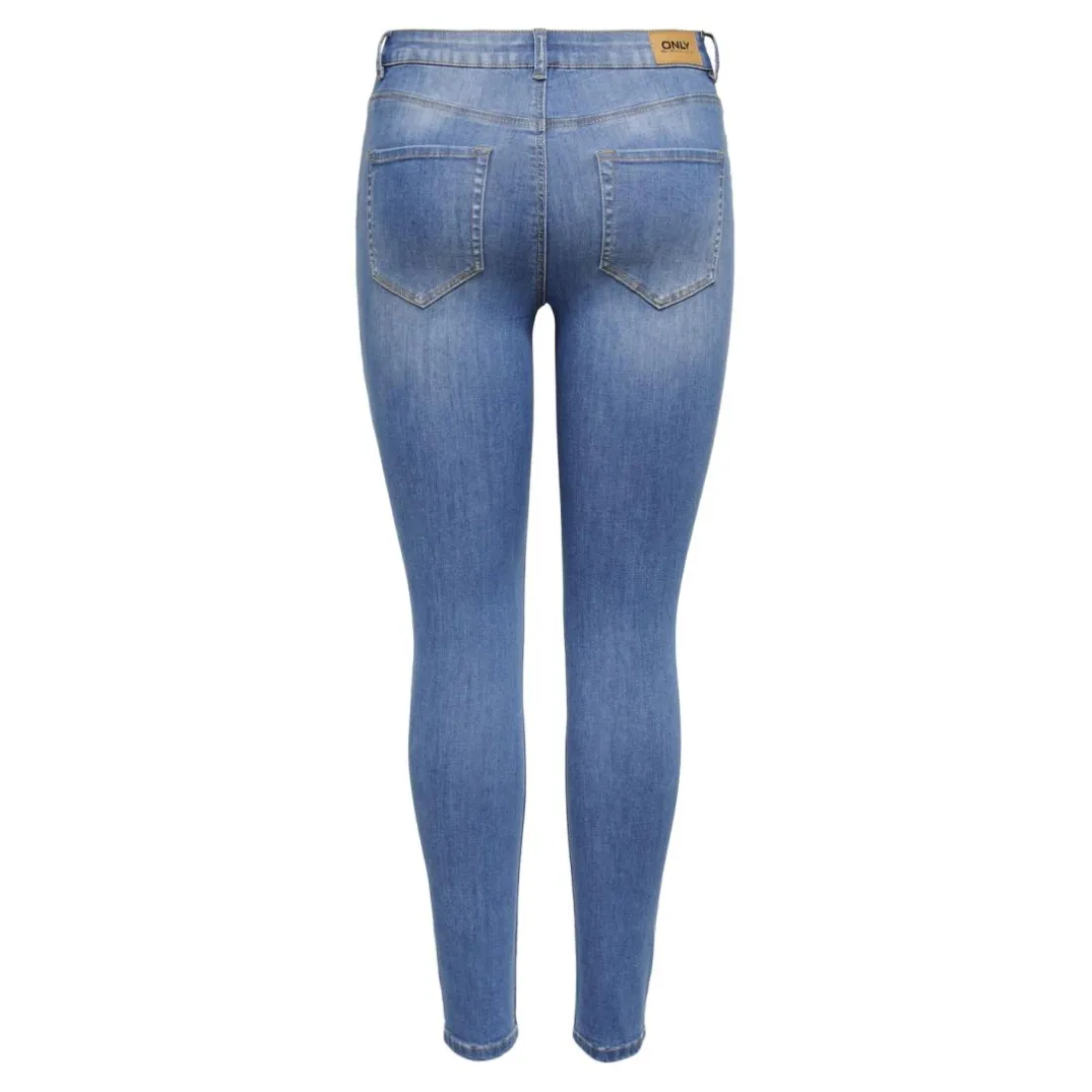Jean skinny braguette à boutons taille moyenne bleu en coton Vale