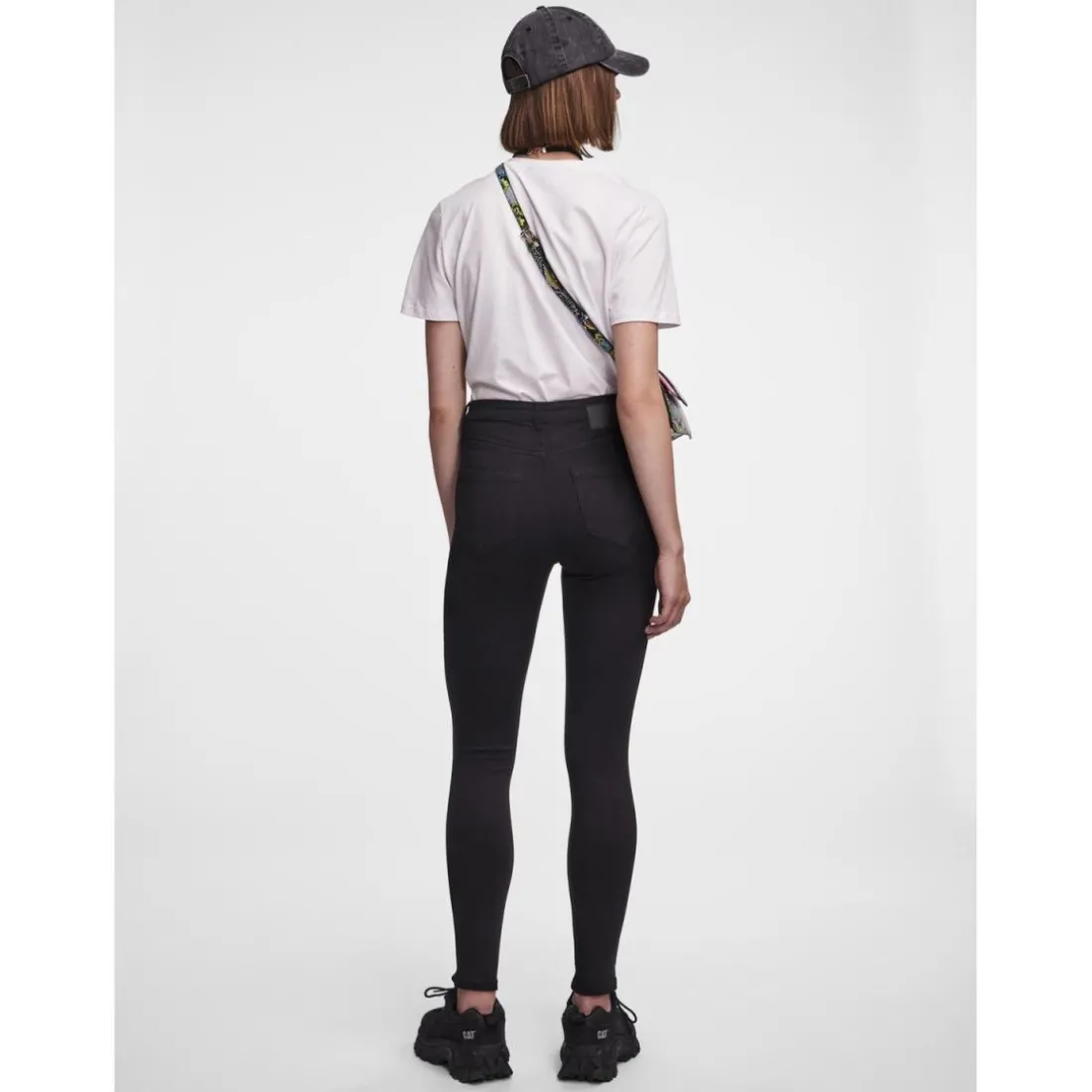 Jean skinny braguette zippée noir en viscose