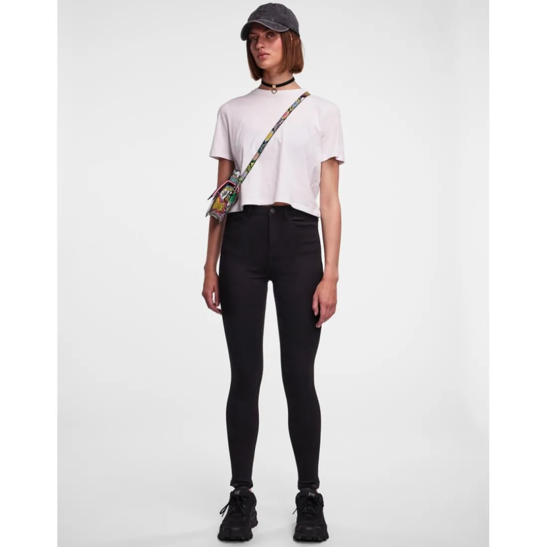 Jean skinny braguette zippée noir en viscose