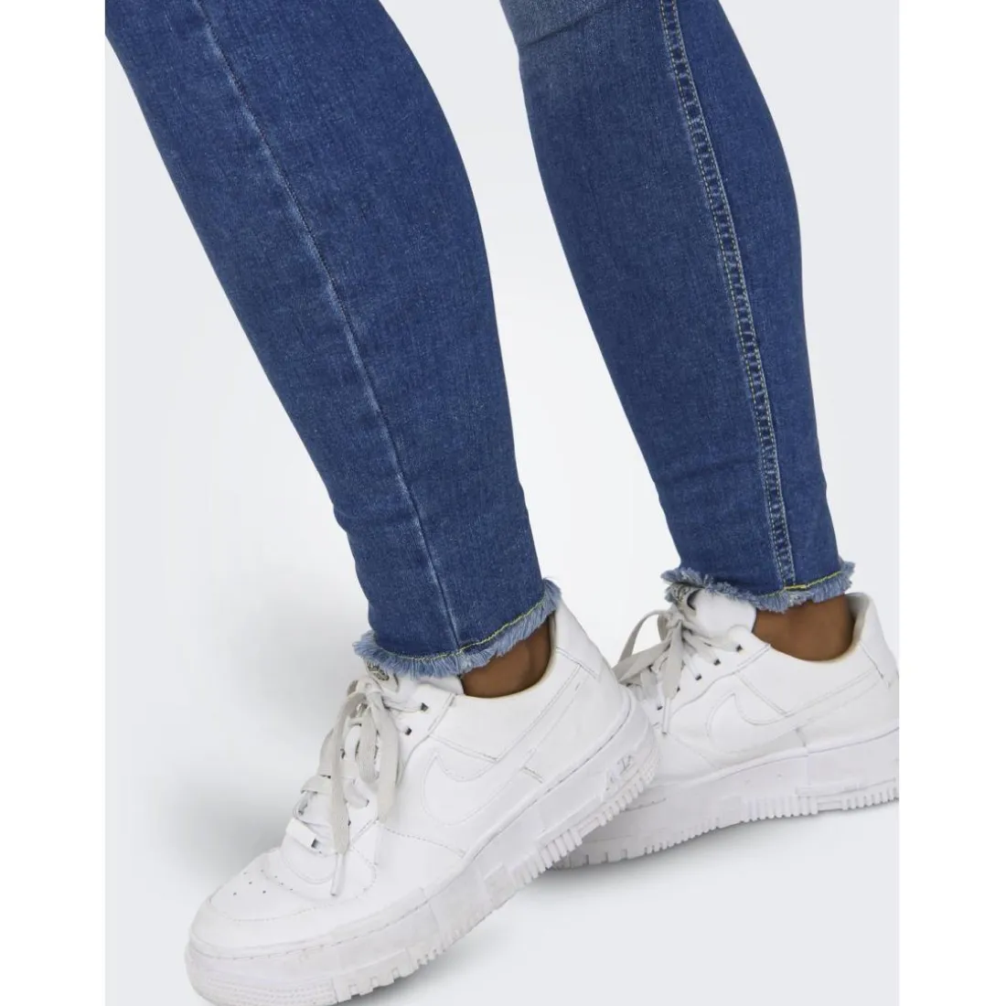 Jean skinny braguette zippée taille moyenne bleu en coton Iris