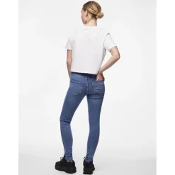 Jean skinny braguette zippée bleu en coton Hana