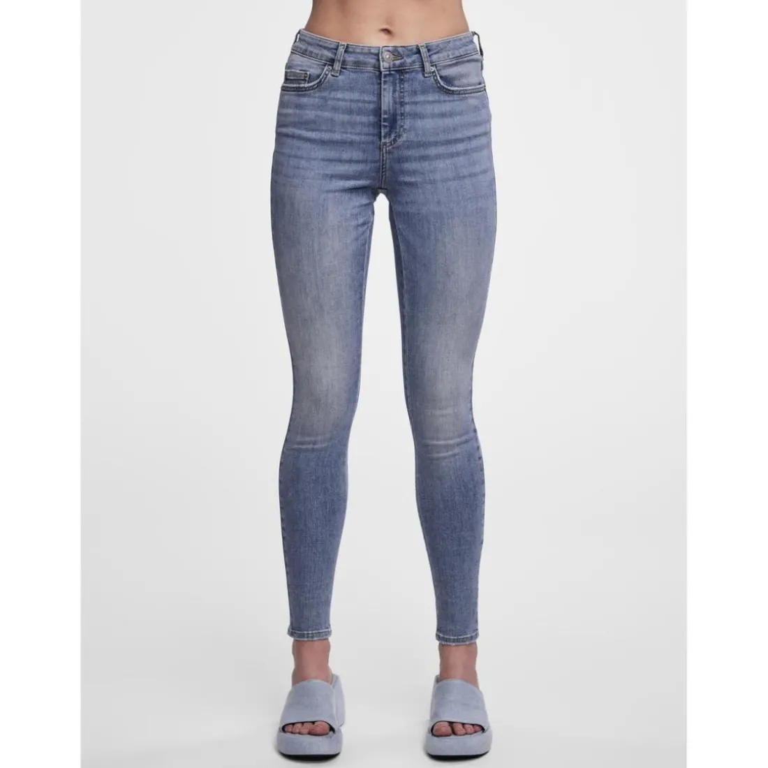 Jean skinny braguette zippée bleu en coton Lia