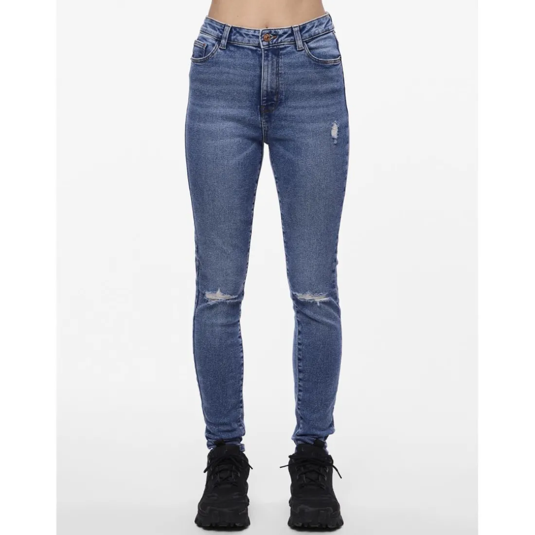 Jean skinny braguette zippée bleu en coton Adele