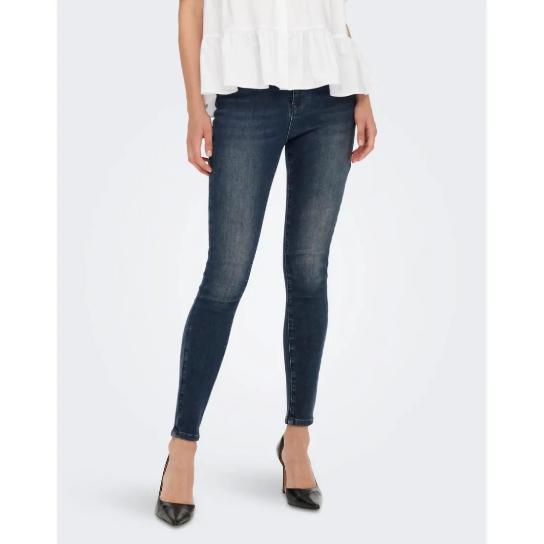 Jean skinny Longueur cheville noir en coton Eva