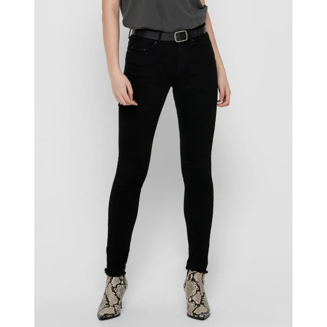Jean skinny Longueur cheville noir en coton Julia