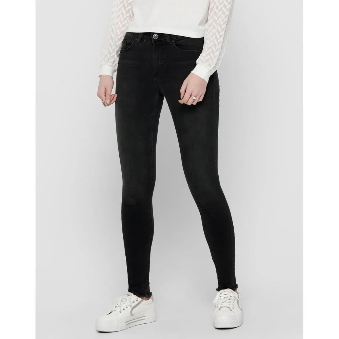 Jean skinny Longueur cheville noir en coton Lise
