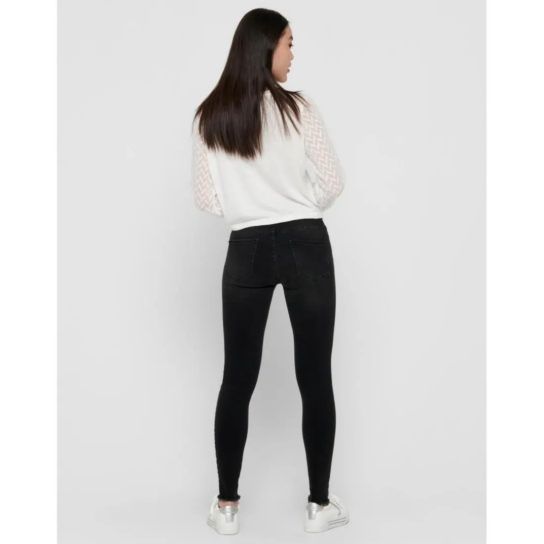 Jean skinny Longueur cheville noir en coton Lise