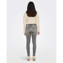 Jean skinny Longueur cheville gris en coton Luna