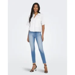 Jean skinny Longueur cheville bleu en coton Yas