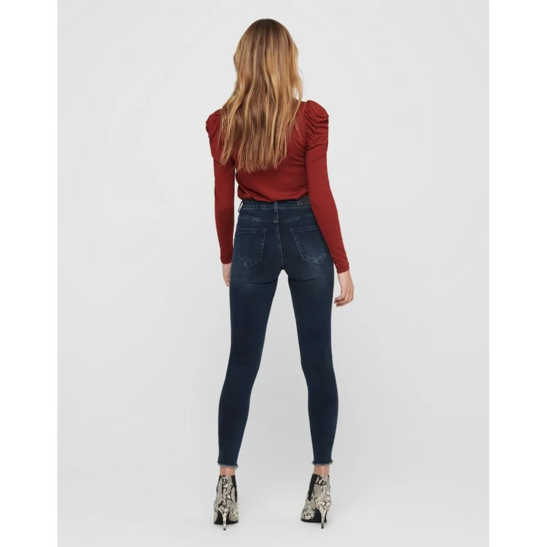 Jean skinny Longueur cheville bleu en coton Cléo