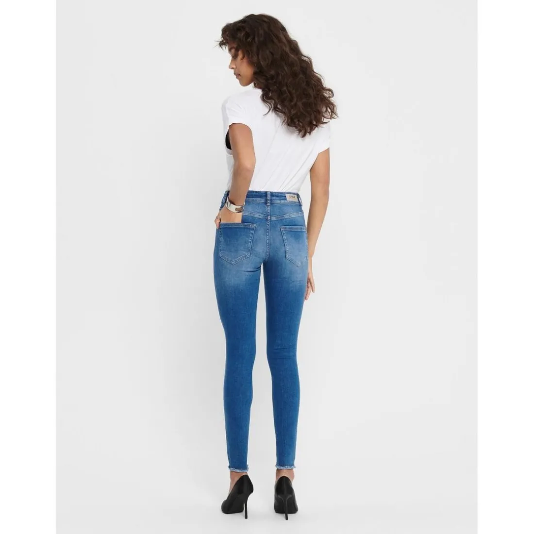 Jean skinny Longueur cheville bleu en coton Lane