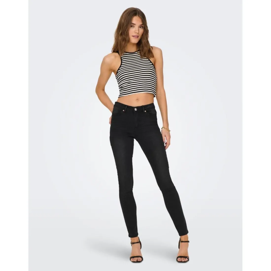 Jean skinny noir en coton Mina