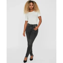 Jean skinny Skinny Fit Taille haute Longueur regular gris Hana