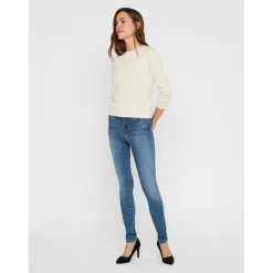 Jean skinny Skinny Fit Taille haute Longueur regular bleu en coton Zoe