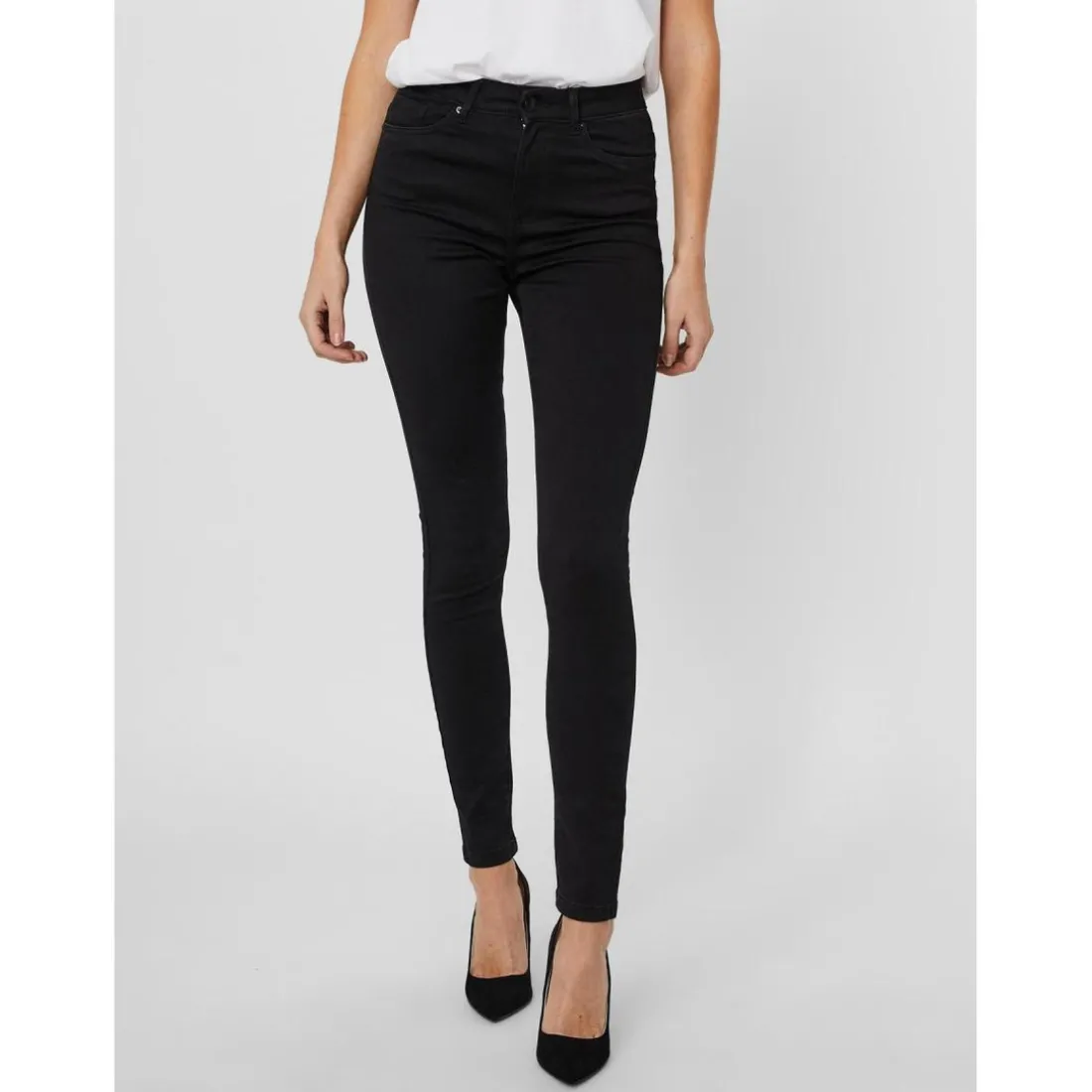 Jean skinny Slim Fit Taille haute Longueur regular noir Cleo