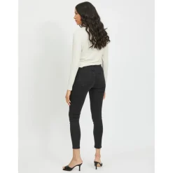 Jean skinny taille haute noir en coton Pia