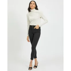 Jean skinny taille haute noir en coton Pia