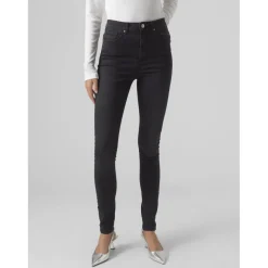 Jean skinny taille haute gris foncé en coton