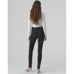 Jean skinny taille haute gris foncé en coton