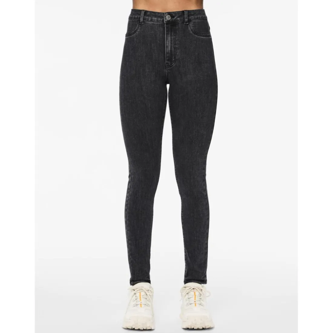 Jean skinny taille haute Dea gris en coton Fawn
