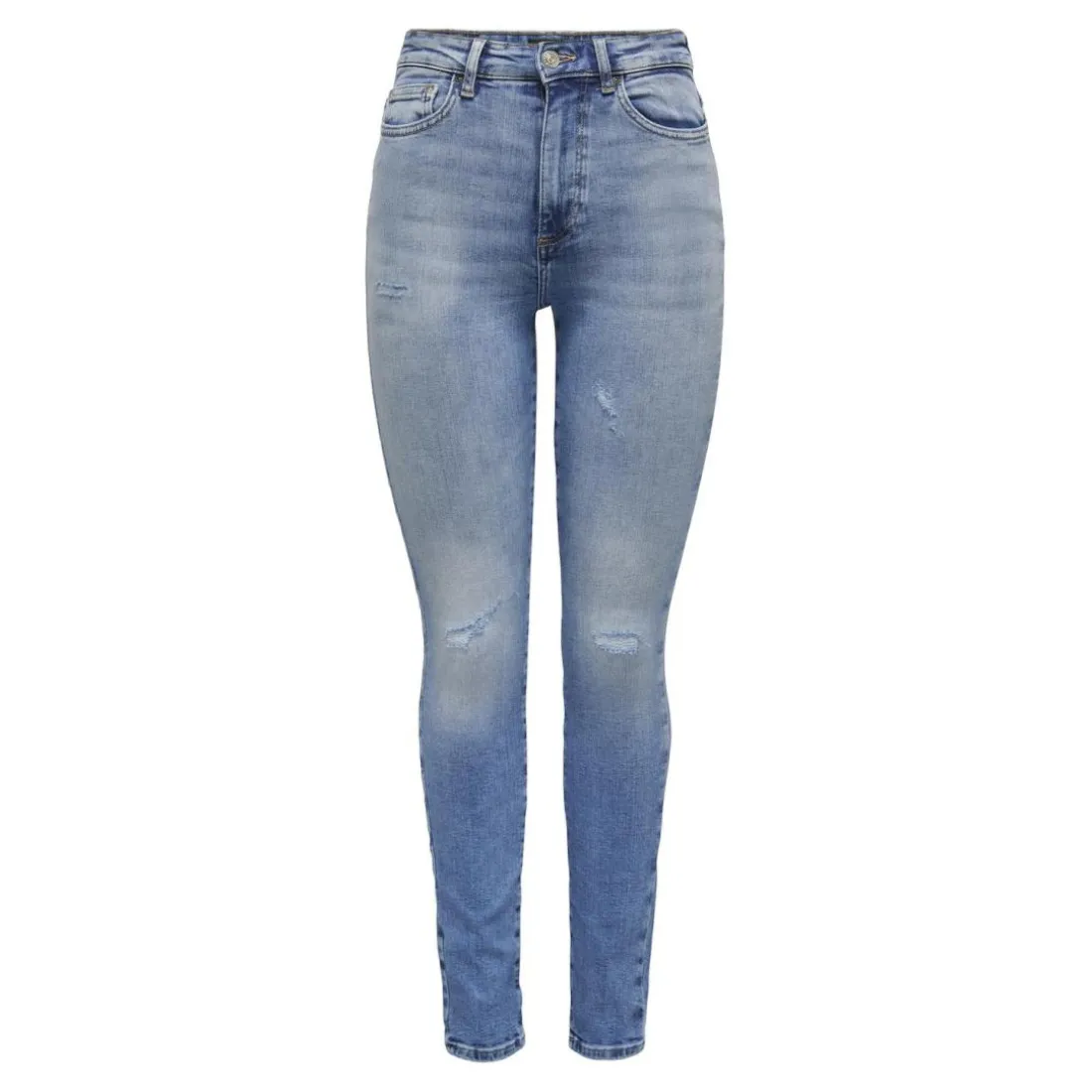 Jean skinny taille haute bleu en coton Kaye