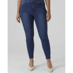 Jean skinny taille haute bleu foncé en coton Trix