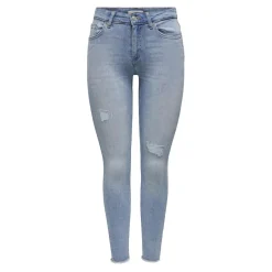 Jean skinny taille moyenne bleu en coton bio Ines