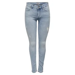 Jean skinny taille moyenne bleu clair en coton Vale
