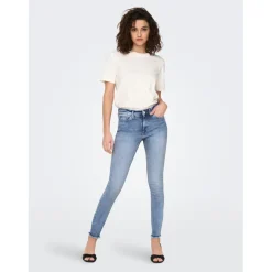 Jean skinny taille moyenne bleu en coton Molly