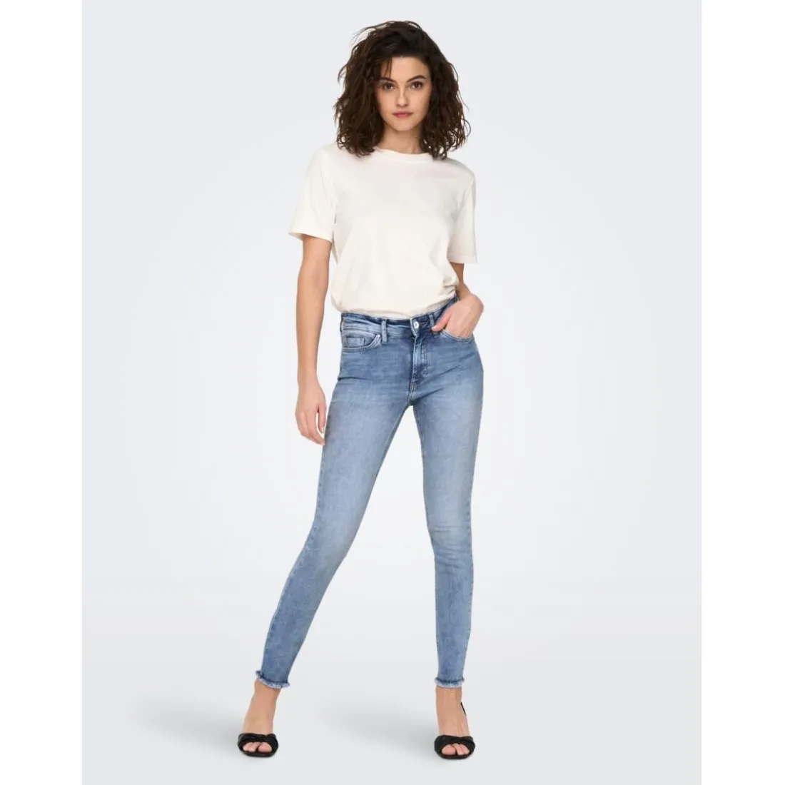 Jean skinny taille moyenne bleu en coton Molly