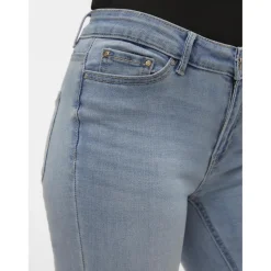 Jean skinny taille moyenne bleu clair en coton