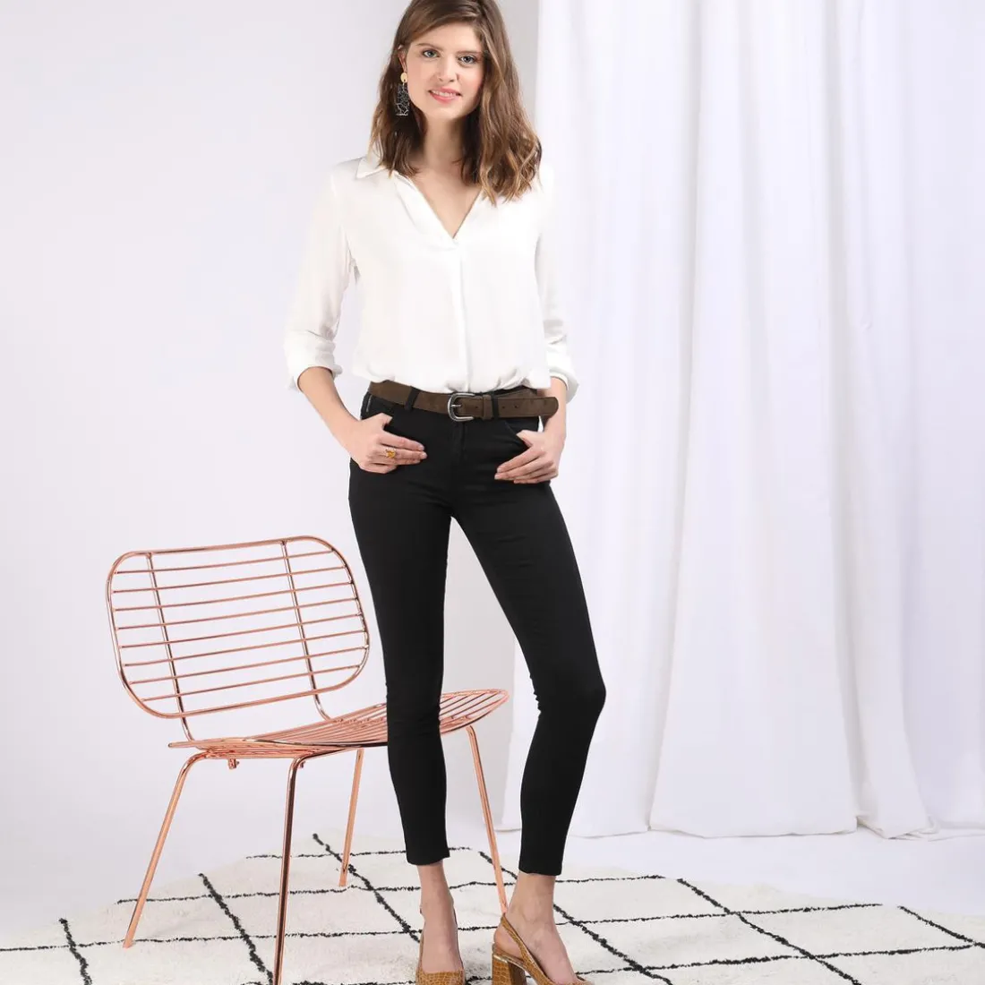 Jean slim noir en coton
