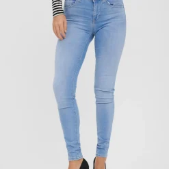 Jean slim Slim Fit Taille moyenne Longueur cheville bleu en coton