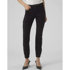 Jean slim taille moyenne noir en coton