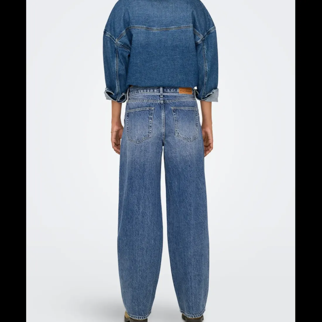 Jean Taille moyenne balloon bleu denim en coton Yas