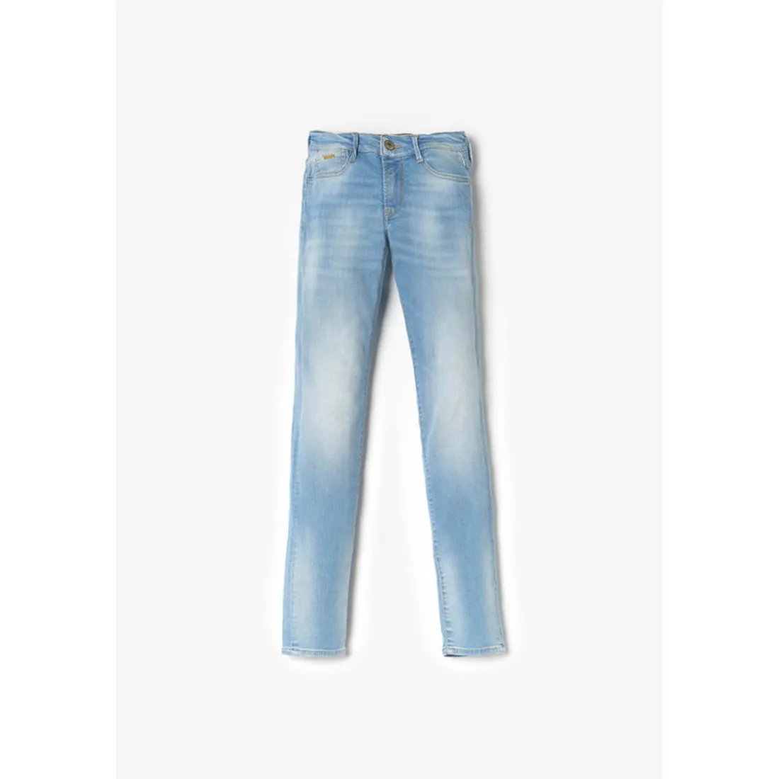 Jeans power skinny fille taille haute, longueur 34 bleu clair