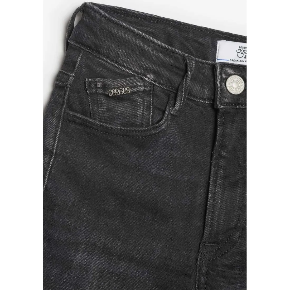 Jeans power skinny fille taille haute, longueur 34 en coton