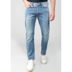 Jeans ajusté 600/17, longueur 34 bleu en coton Ilan