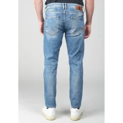 Jeans ajusté 600/17, longueur 34 bleu en coton Ilan